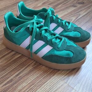 adidas Green & White Women's Sneakers with Gum Sole